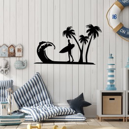 Wallity Surfer Accesorio de Pared de Metal Negro